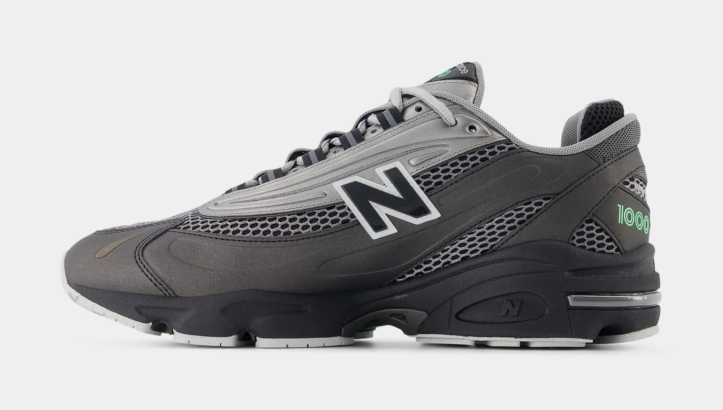 1000 Mens Running Shoes (Dark Silver Metallic/Lime Leaf)